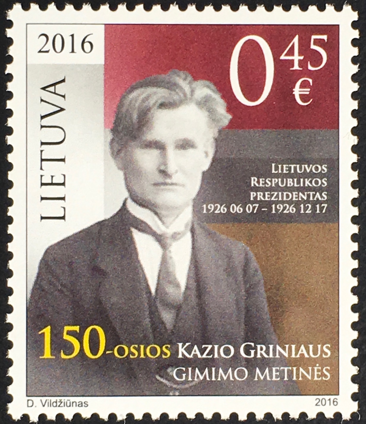 Litauen Lithuania 2016 Michel Nr. 1226 150. Geburtstag von Kazys